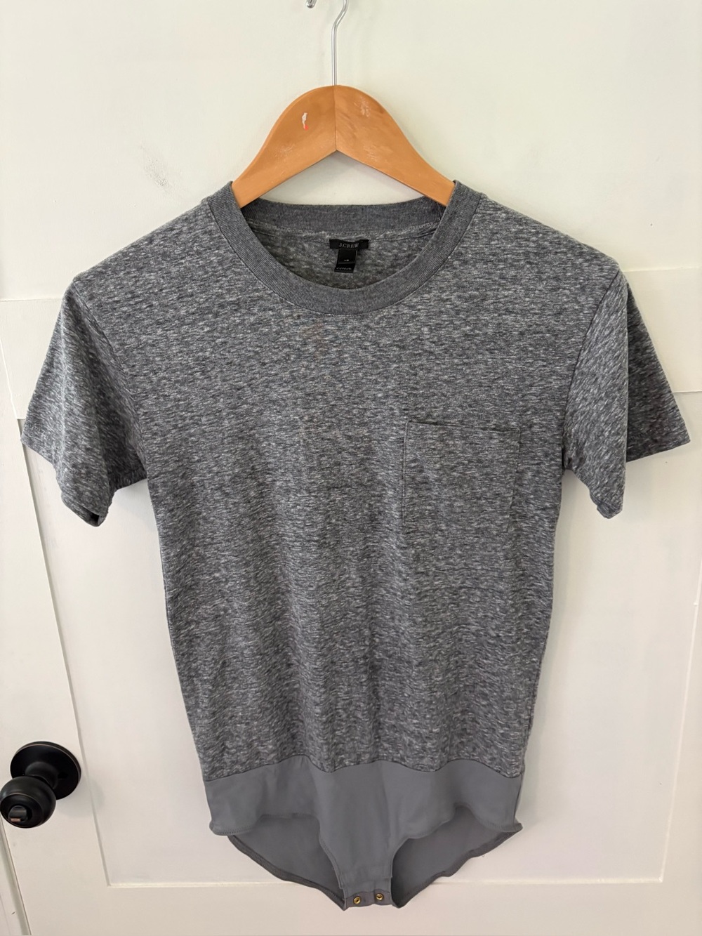 J. Crew Gray Bodysuit Pocket Tee. Size XS.